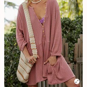 Free People Beach Blossom Button Up T- Shirt Dres… - image 1